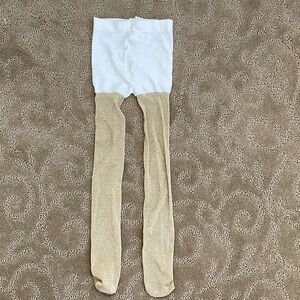 Janie and Jack White and Gold Girls Leggings